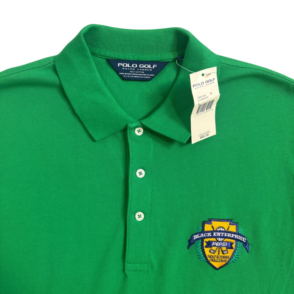 NWT Polo Golf Ralph Lauren Mens Green Black Enterprise Pepsi Challenge Shirt L